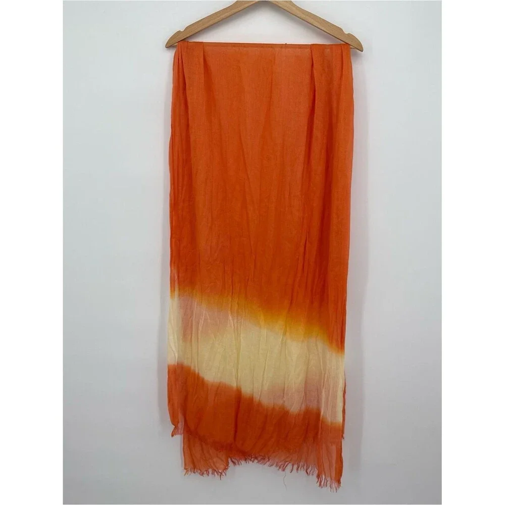 Unbranded Orange Ombre Scarf Accessory Overlay Shawl Fringe Boho Beach